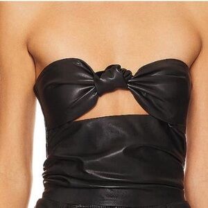 Lovers + Friends Black Leather Top